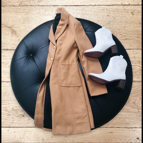 New Camel Brown Double Breasted Trench Coat Pea Coat - Picture 7 of 7